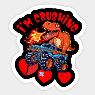 I Crush Hearts Monster Truck Toddler Boys Girl Valentine Day Sticker